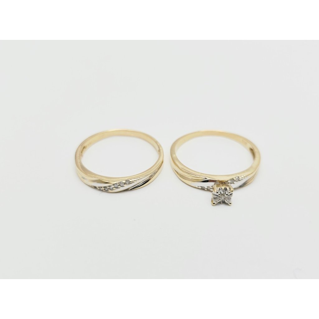 14k Two Tone Multi Color Gold Ladies Wedding Solitaire Diamond Ring  Band Set